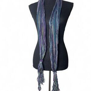 Purple and blue boho scarf with fringe